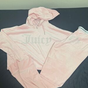 Juicy Couture Light Pink Velour Hoodie and Pants Set